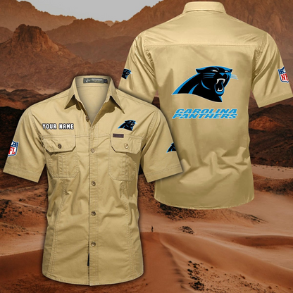 FINAL SALE - NEW CUSTOMIZED NFL23 CLP CAROLINA PANTHERS MUTICOLOR MEN'S CARGO SHIRT