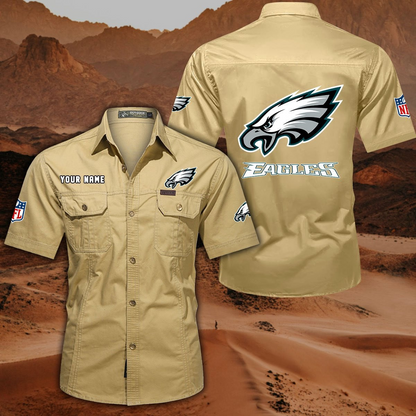 FINAL SALE - NEW CUSTOMIZED NFL02 PPE PHILADELPHIA EAGLES MUTICOLOR MEN'S CARGO SHIRT