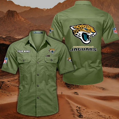 FINAL SALE - NEW CUSTOMIZED NFL30 JSJ JACKSONVILLE JAGUARS MUTICOLOR MEN'S CARGO SHIRT