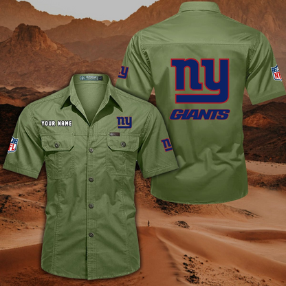 FINAL SALE - NEW CUSTOMIZED NFL32 NYG NEW YORK GIANTS MUTICOLOR MEN'S CARGO SHIRT