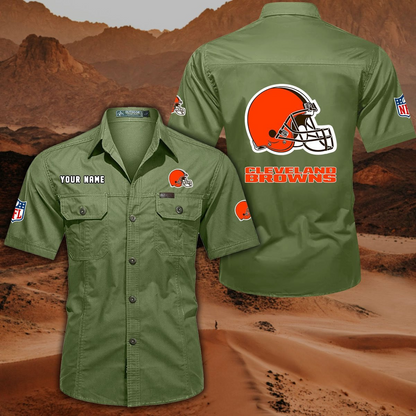 FINAL SALE - NEW CUSTOMIZED NFL29 CLB CLEVELAND BROWNS MUTICOLOR MEN'S CARGO SHIRT