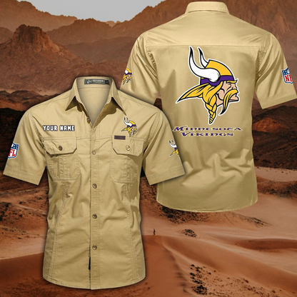 FINAL SALE - NEW CUSTOMIZED NFL05 MVK MINNESOTA VIKINGS MUTICOLOR MEN'S CARGO SHIRT