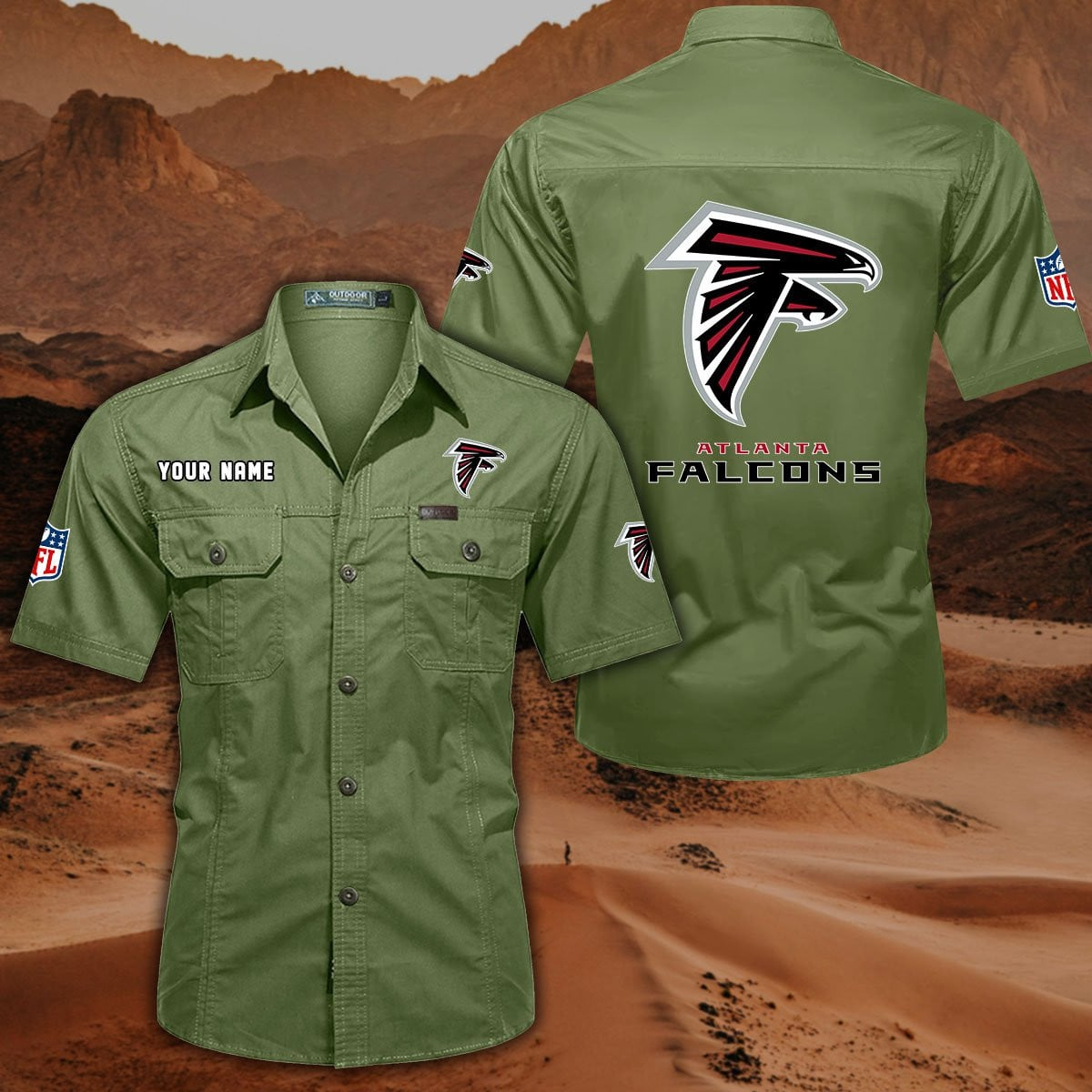 FINAL SALE - NEW CUSTOMIZED NFL18 ATF ATLANTA FALCONS MUTICOLOR MEN'S CARGO SHIRT