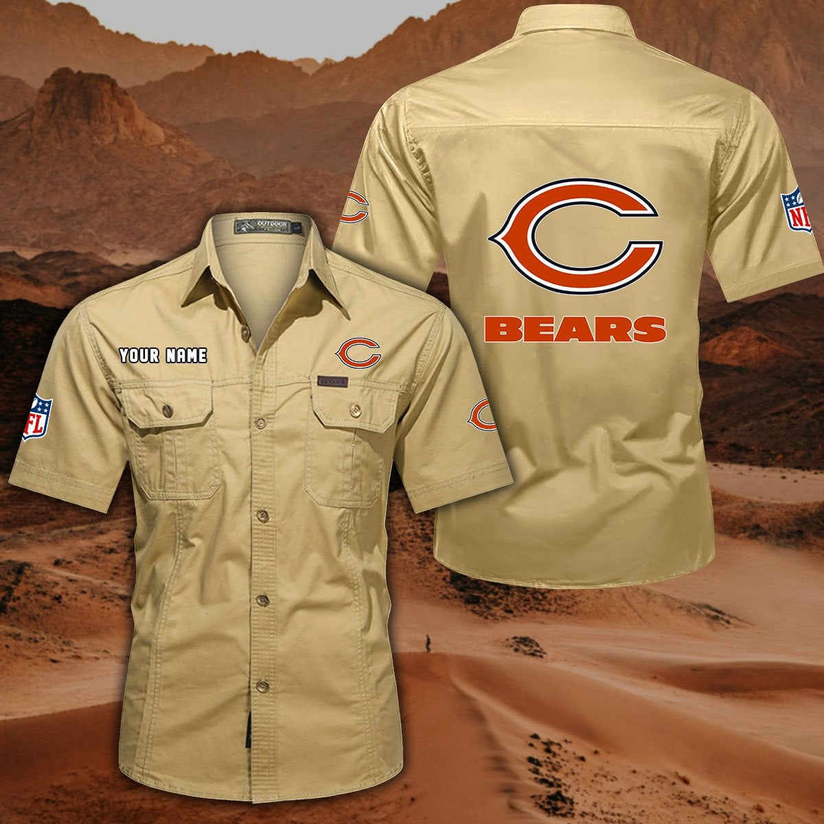 FINAL SALE - NEW CUSTOMIZED NFL26 CCB CHICAGO BEARS MUTICOLOR MEN'S CARGO SHIRT