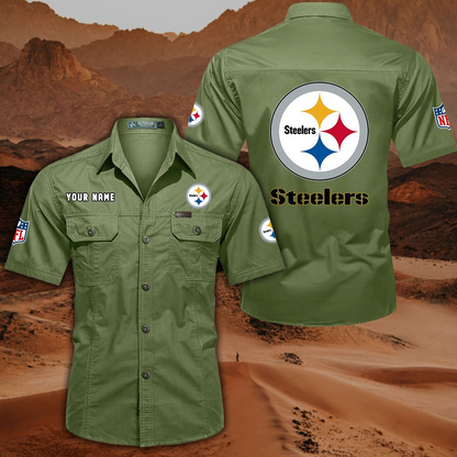 FINAL SALE - NEW CUSTOMIZED NFL14 PSB PITTSBURGH STEELERS MUTICOLOR MEN'S CARGO SHIRT