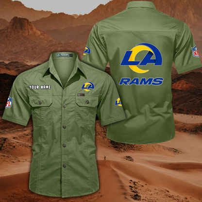 FINAL SALE - NEW CUSTOMIZED NFL22 LAR LOS ANGELES RAMS MUTICOLOR MEN'S CARGO SHIRT