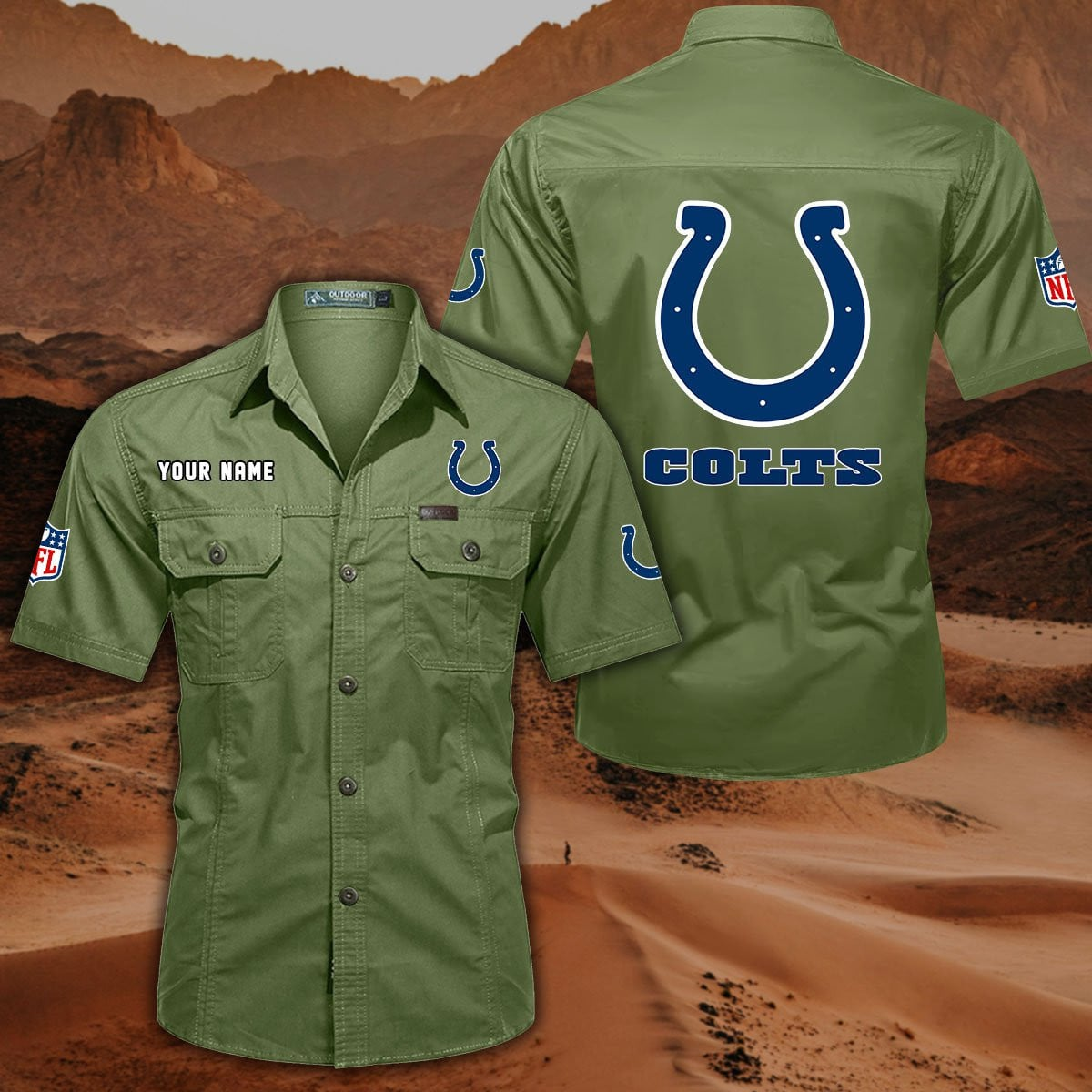 FINAL SALE - NEW CUSTOMIZED NFL17 IDC INDIANAPOLIS COLTS MUTICOLOR MEN'S CARGO SHIRT