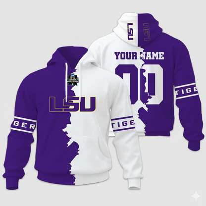 MEGA SALE - NEW CUSTOMIZED COLLEGE WORLD SERIES NCAA07 LSU TIGERS UNISEX HOODIE & ZIP HOODIE