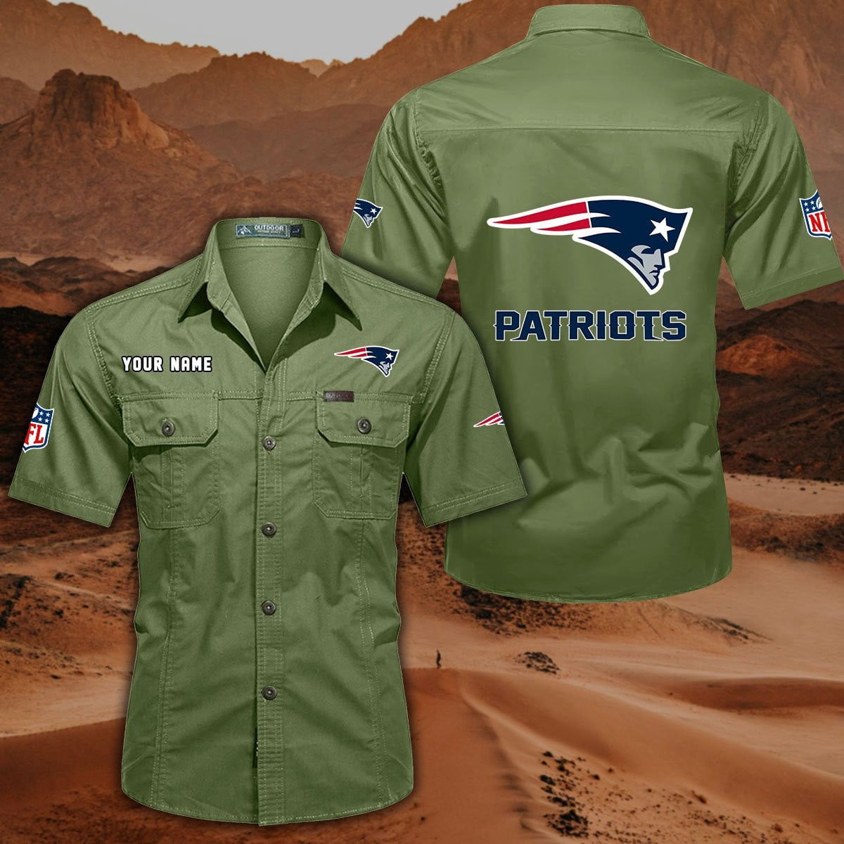 FINAL SALE - NEW CUSTOMIZED NFL27 NEP NEW ENGLAND PATRIOTS MUTICOLOR MEN'S CARGO SHIRT