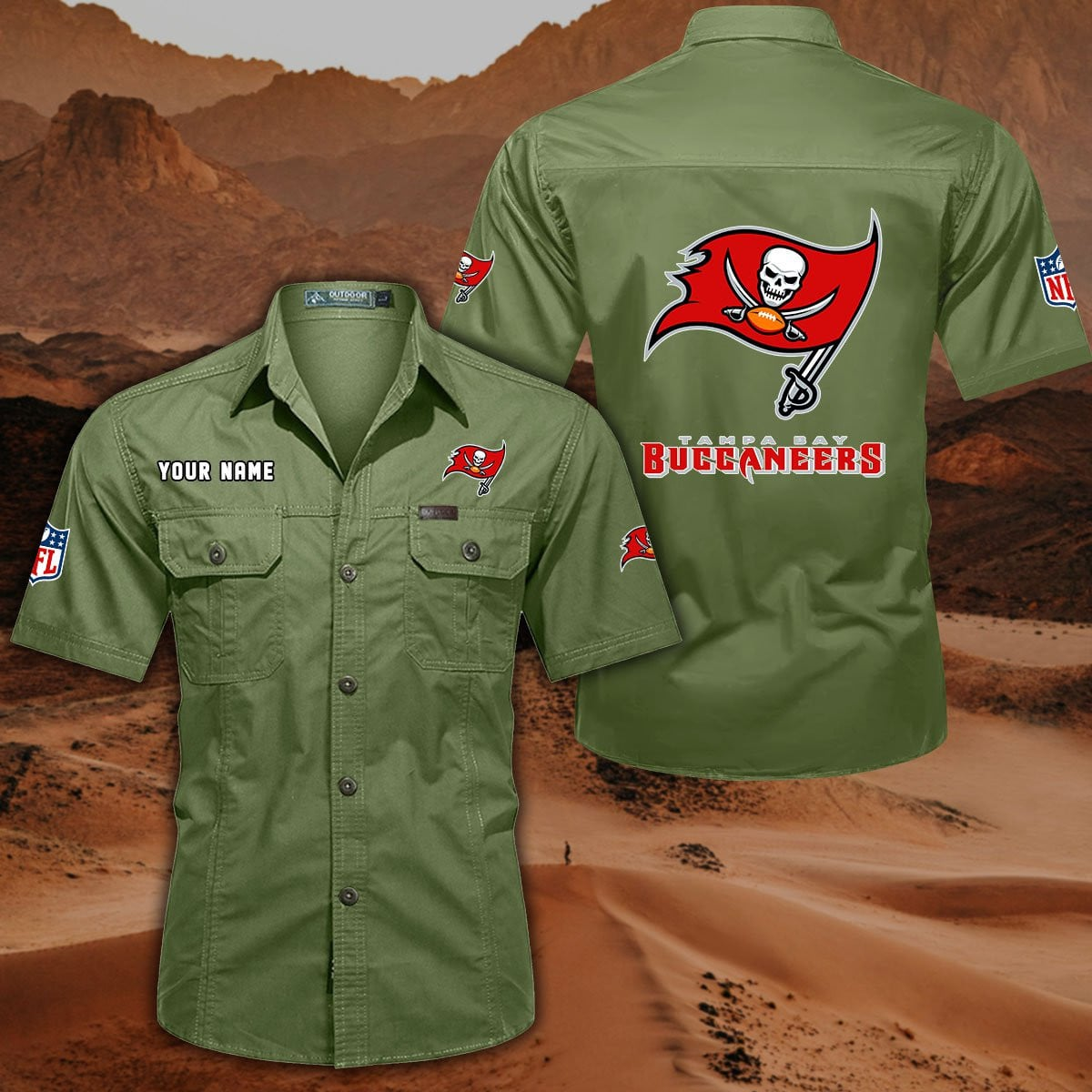 FINAL SALE - NEW CUSTOMIZED NFL10 TBB TAMPA BAY BUCCANEERS MUTICOLOR MEN'S CARGO SHIRT