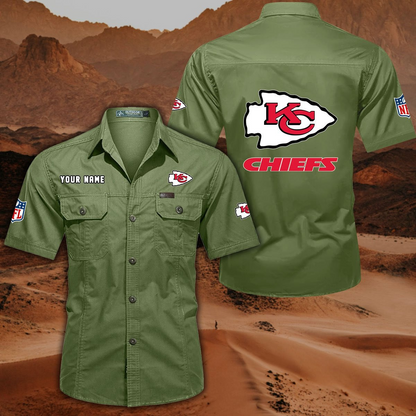 FINAL SALE - NEW CUSTOMIZED NFL01 KCC KANSAS CITY CHIEFS MUTICOLOR MEN'S CARGO SHIRT