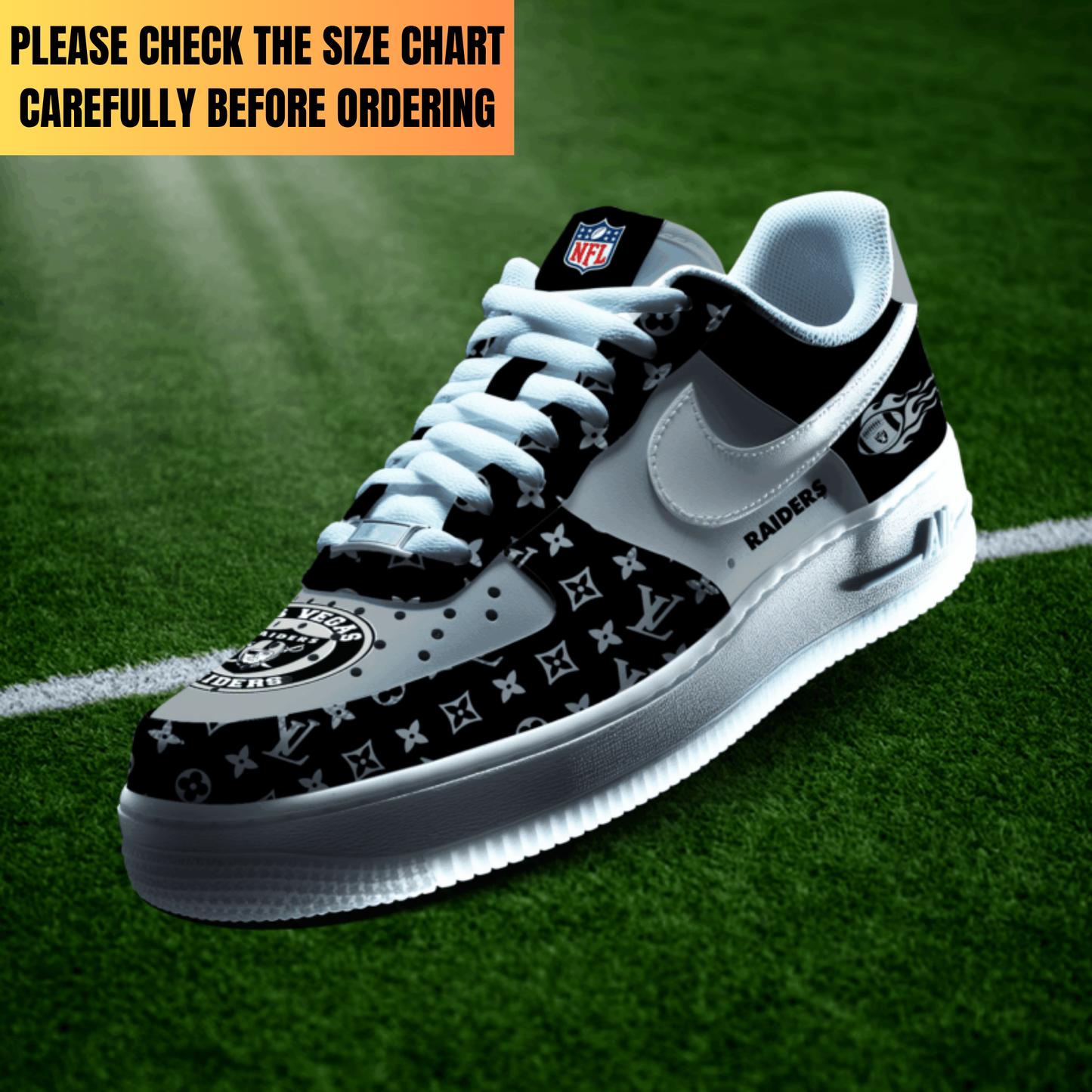 VIRAL EDITION - NEW CUSTOMIZED NFL07 LVR LAS VEGAS RAIDERS AF1 SHOES