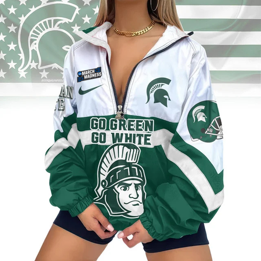 LIMITED EDITION - NEW CUSTOMIZED MAM NCAA07 MSS MS SPARTANS V-NECK ZIPPER JACKET