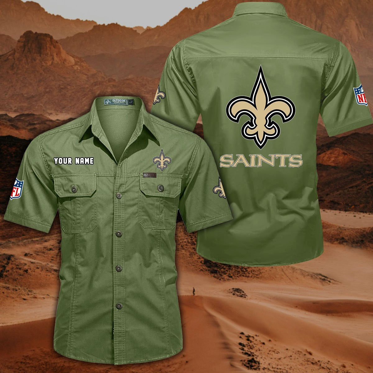FINAL SALE - NEW CUSTOMIZED NFL24 NOS NEW ORLEANS SAINTS MUTICOLOR MEN'S CARGO SHIRT