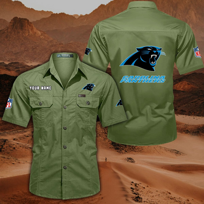 FINAL SALE - NEW CUSTOMIZED NFL23 CLP CAROLINA PANTHERS MUTICOLOR MEN'S CARGO SHIRT