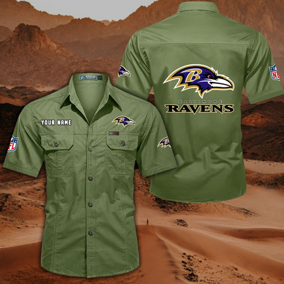 FINAL SALE - NEW CUSTOMIZED NFL28 BTR BALTIMORE RAVENS MUTICOLOR MEN'S CARGO SHIRT