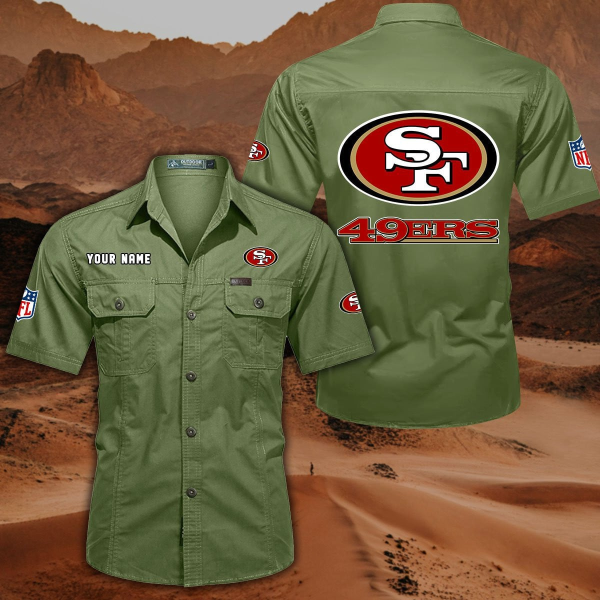 FINAL SALE - NEW CUSTOMIZED NFL11 SF49 SAN FRANCISCO 49ERS MUTICOLOR MEN'S CARGO SHIRT