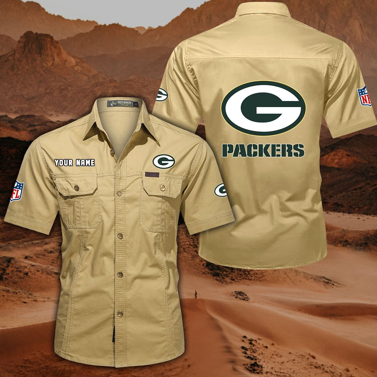FINAL SALE - NEW CUSTOMIZED NFL08 GBP GREEN BAY PACKERS MUTICOLOR MEN'S CARGO SHIRT