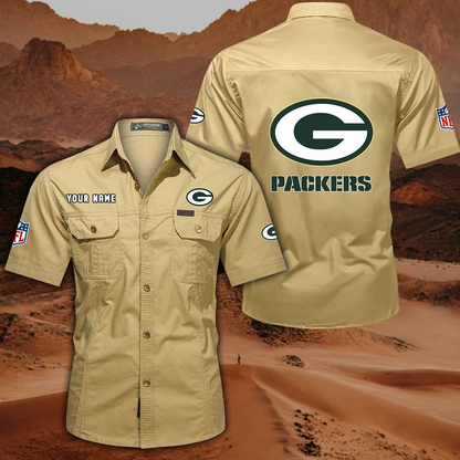FINAL SALE - NEW CUSTOMIZED NFL08 GBP GREEN BAY PACKERS MUTICOLOR MEN'S CARGO SHIRT