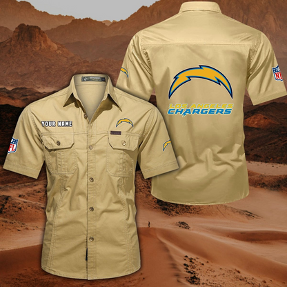 FINAL SALE - NEW CUSTOMIZED NFL09 LAC LOS ANGELES CHARGERS MUTICOLOR MEN'S CARGO SHIRT