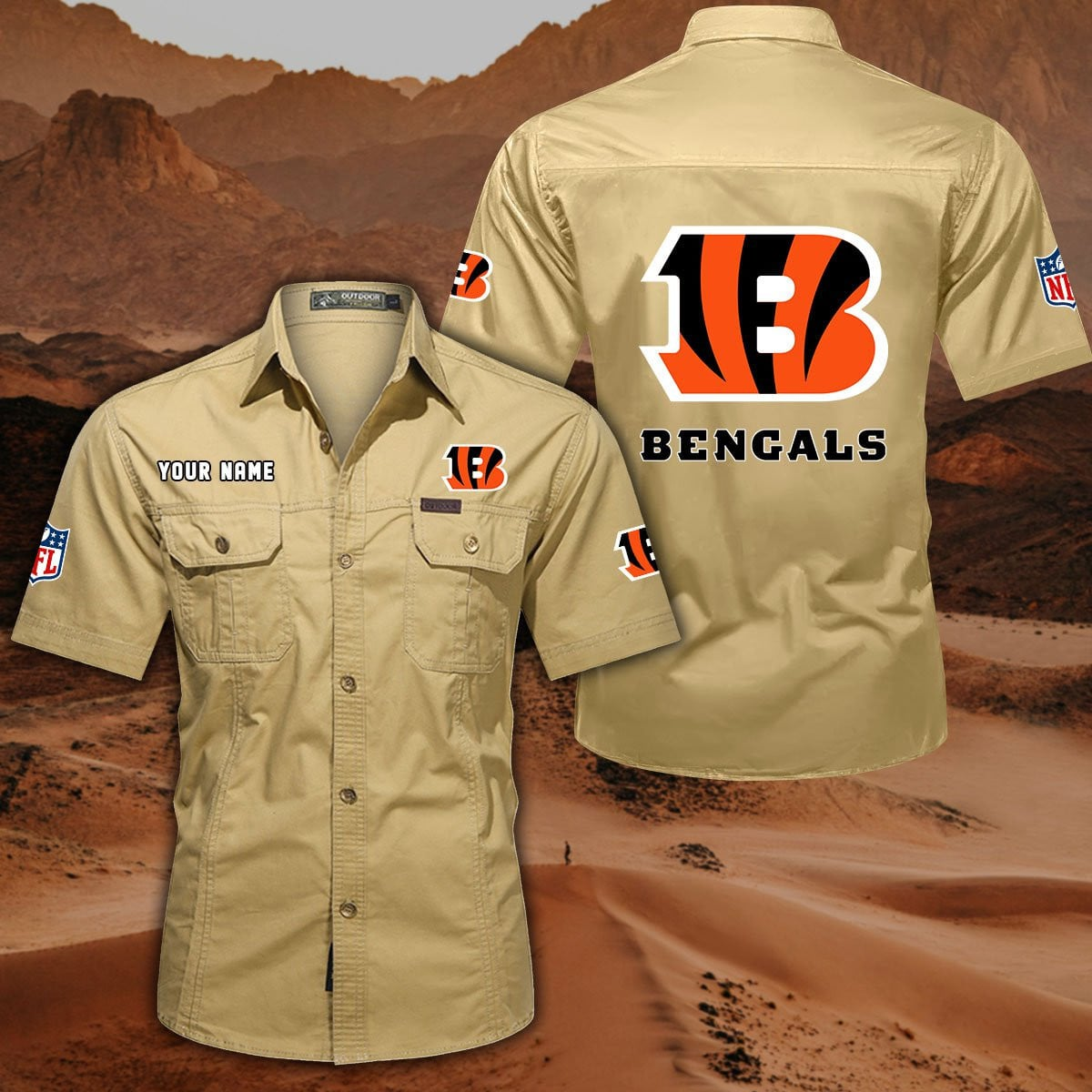FINAL SALE - NEW CUSTOMIZED NFL16 CCB CINCINNATI BENGALS MUTICOLOR MEN'S CARGO SHIRT