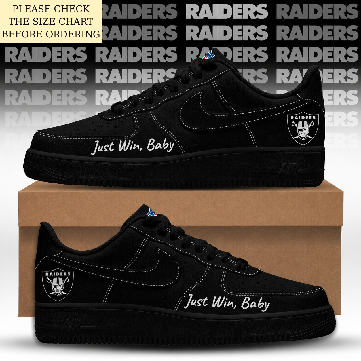HOT DEAL - NEW CUSTOMIZED NFL07 LVR LAS VEGAS RAIDERS AF1 SHOES