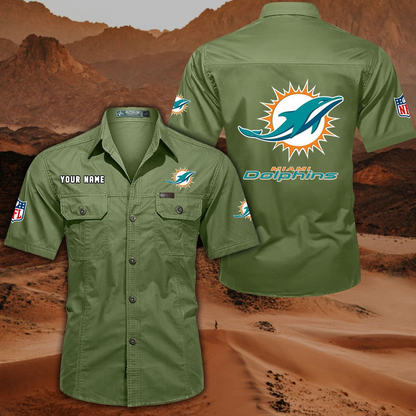 FINAL SALE - NEW CUSTOMIZED NFL19 MDP MIAMI DOLPHINS MUTICOLOR MEN'S CARGO SHIRT