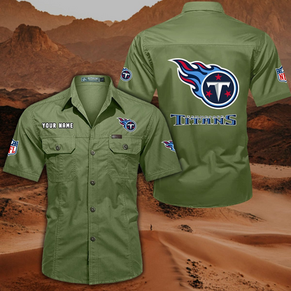 FINAL SALE - NEW CUSTOMIZED NFL31 TST TENNESSEE TITANS MUTICOLOR MEN'S CARGO SHIRT