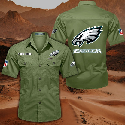 FINAL SALE - NEW CUSTOMIZED NFL02 PPE PHILADELPHIA EAGLES MUTICOLOR MEN'S CARGO SHIRT