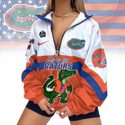 LIMITED EDITION - NEW CUSTOMIZED COLLEGE WORLD SERIES NCAA08 FLORIDA GATORS V-NECK ZIPPER SWEATSHIRT JACKET