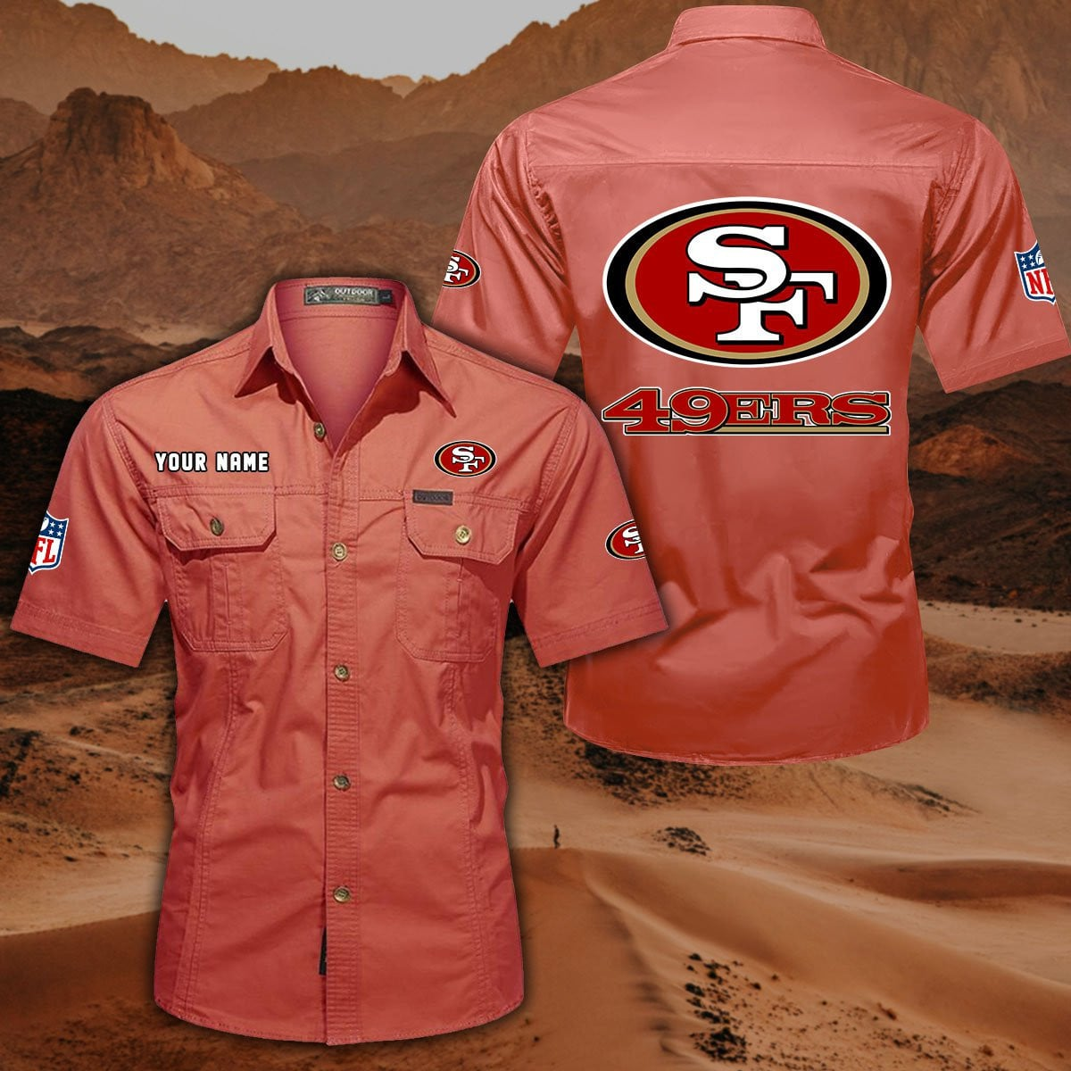 FINAL SALE - NEW CUSTOMIZED NFL11 SF49 SAN FRANCISCO 49ERS MUTICOLOR MEN'S CARGO SHIRT
