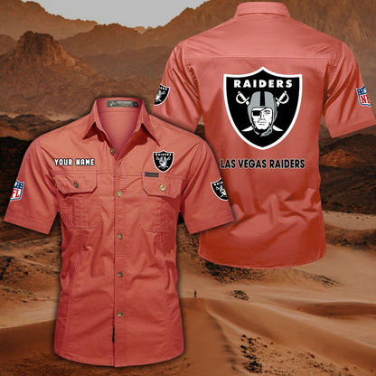 FINAL SALE - NEW CUSTOMIZED NFL07 LVR LAS VEGAS RAIDERS MUTICOLOR MEN'S CARGO SHIRT