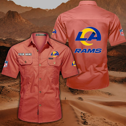 FINAL SALE - NEW CUSTOMIZED NFL22 LAR LOS ANGELES RAMS MUTICOLOR MEN'S CARGO SHIRT