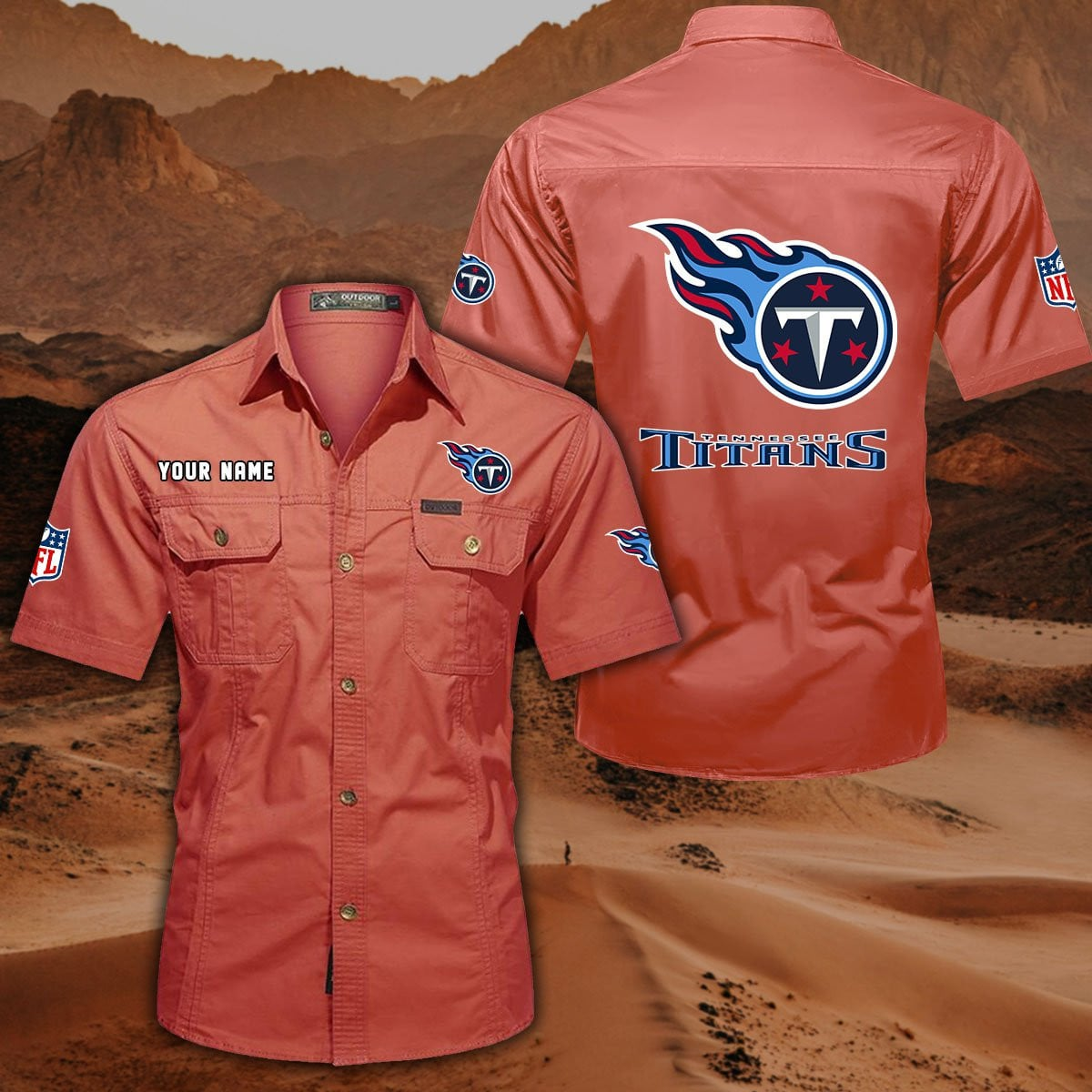 FINAL SALE - NEW CUSTOMIZED NFL31 TST TENNESSEE TITANS MUTICOLOR MEN'S CARGO SHIRT