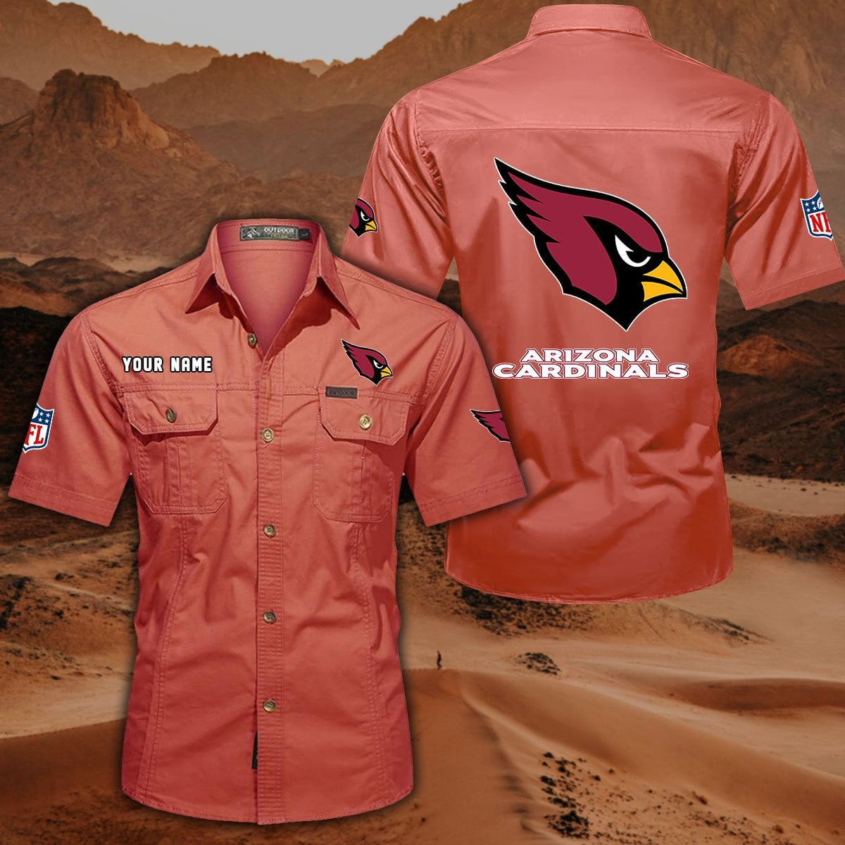 FINAL SALE - NEW CUSTOMIZED NFL20 ARC ARIZONA CARDINALS MUTICOLOR MEN'S CARGO SHIRT