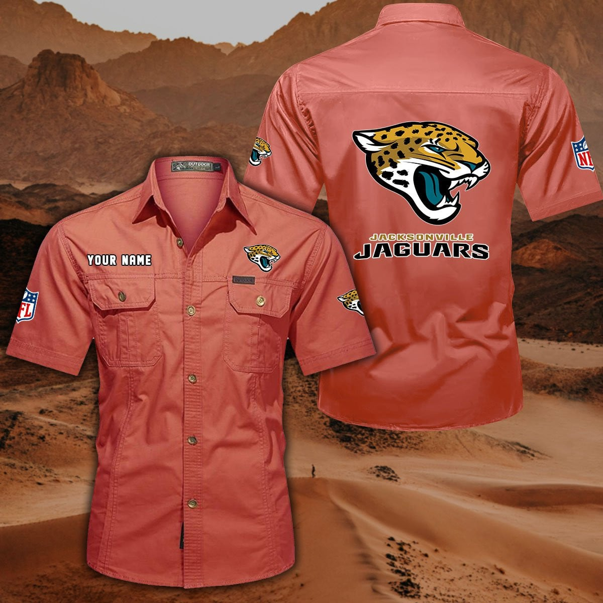 FINAL SALE - NEW CUSTOMIZED NFL30 JSJ JACKSONVILLE JAGUARS MUTICOLOR MEN'S CARGO SHIRT