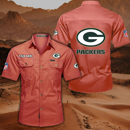 FINAL SALE - NEW CUSTOMIZED NFL08 GBP GREEN BAY PACKERS MUTICOLOR MEN'S CARGO SHIRT