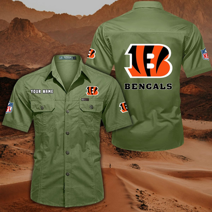 FINAL SALE - NEW CUSTOMIZED NFL16 CCB CINCINNATI BENGALS MUTICOLOR MEN'S CARGO SHIRT