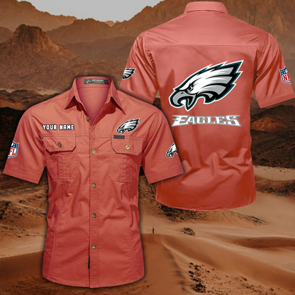 FINAL SALE - NEW CUSTOMIZED NFL02 PPE PHILADELPHIA EAGLES MUTICOLOR MEN'S CARGO SHIRT