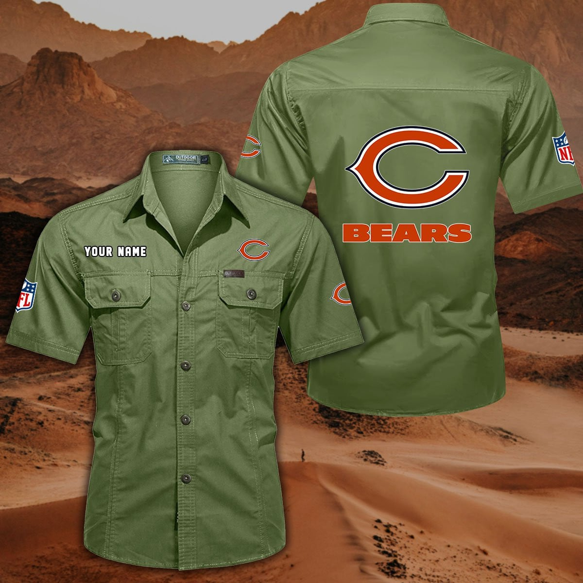 FINAL SALE - NEW CUSTOMIZED NFL26 CCB CHICAGO BEARS MUTICOLOR MEN'S CARGO SHIRT