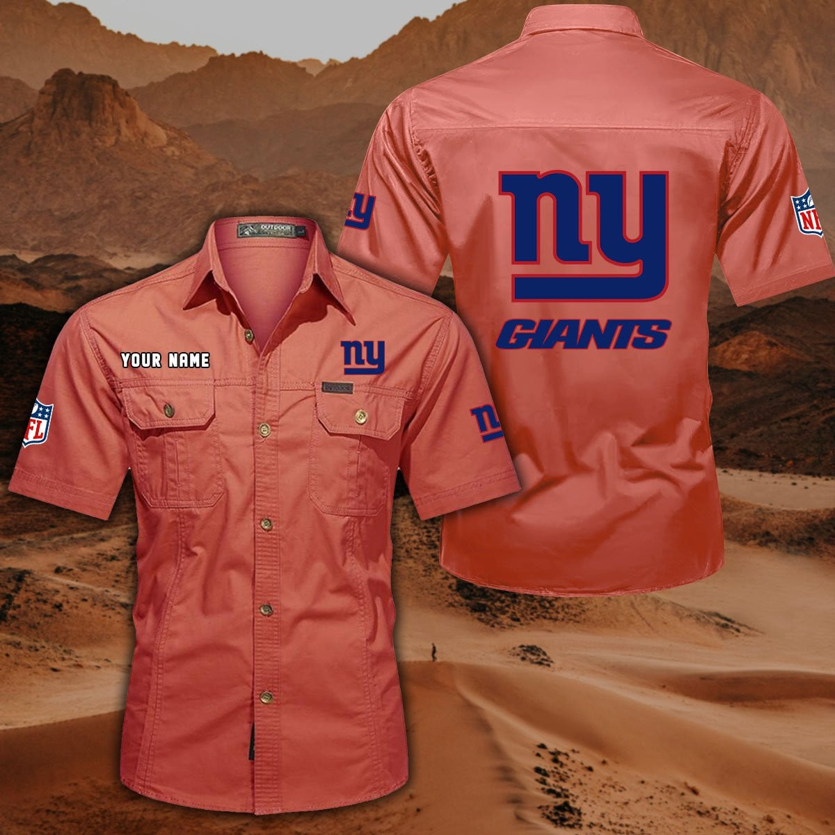 FINAL SALE - NEW CUSTOMIZED NFL32 NYG NEW YORK GIANTS MUTICOLOR MEN'S CARGO SHIRT