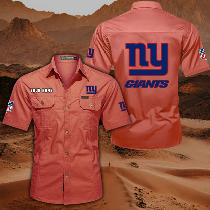 FINAL SALE - NEW CUSTOMIZED NFL32 NYG NEW YORK GIANTS MUTICOLOR MEN'S CARGO SHIRT