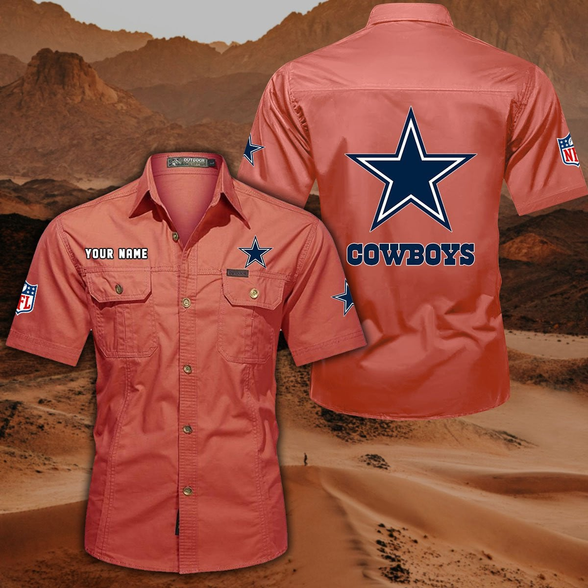 FINAL SALE - NEW CUSTOMIZED NFL21 DCB DALLAS COWBOYS MUTICOLOR MEN'S CARGO SHIRT