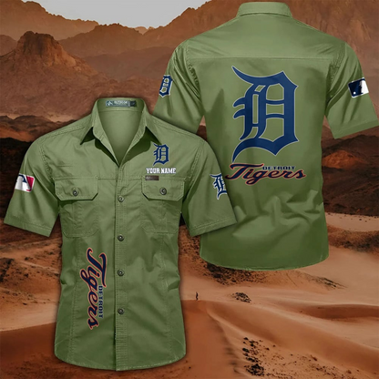 LIMITED EDITION - NEW CUSTOMIZED MLB16 DTS DETROIT TIGERS MEN'S CARGO SHIRT