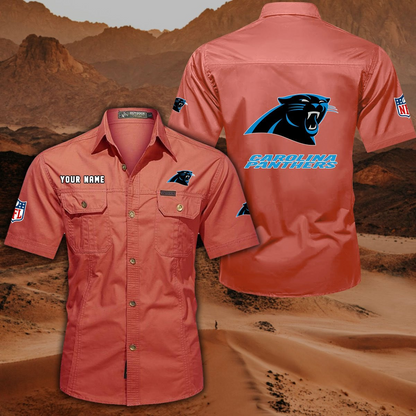 FINAL SALE - NEW CUSTOMIZED NFL23 CLP CAROLINA PANTHERS MUTICOLOR MEN'S CARGO SHIRT