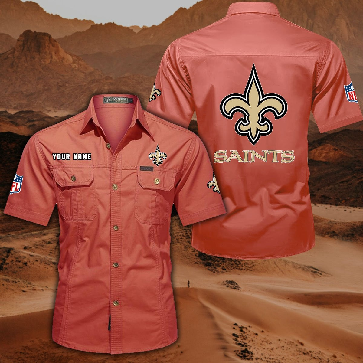 FINAL SALE - NEW CUSTOMIZED NFL24 NOS NEW ORLEANS SAINTS MUTICOLOR MEN'S CARGO SHIRT