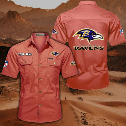FINAL SALE - NEW CUSTOMIZED NFL28 BTR BALTIMORE RAVENS MUTICOLOR MEN'S CARGO SHIRT