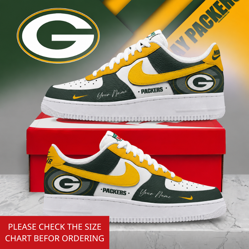 FINAL SALE - NEW CUSTOMIZED NFL08 GBP GREEN BAY PACKERS AF1 SHOES