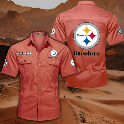 FINAL SALE - NEW CUSTOMIZED NFL14 PSB PITTSBURGH STEELERS MUTICOLOR MEN'S CARGO SHIRT