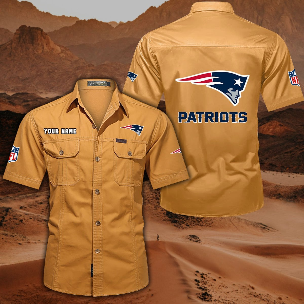 FINAL SALE - NEW CUSTOMIZED NFL27 NEP NEW ENGLAND PATRIOTS MUTICOLOR MEN'S CARGO SHIRT